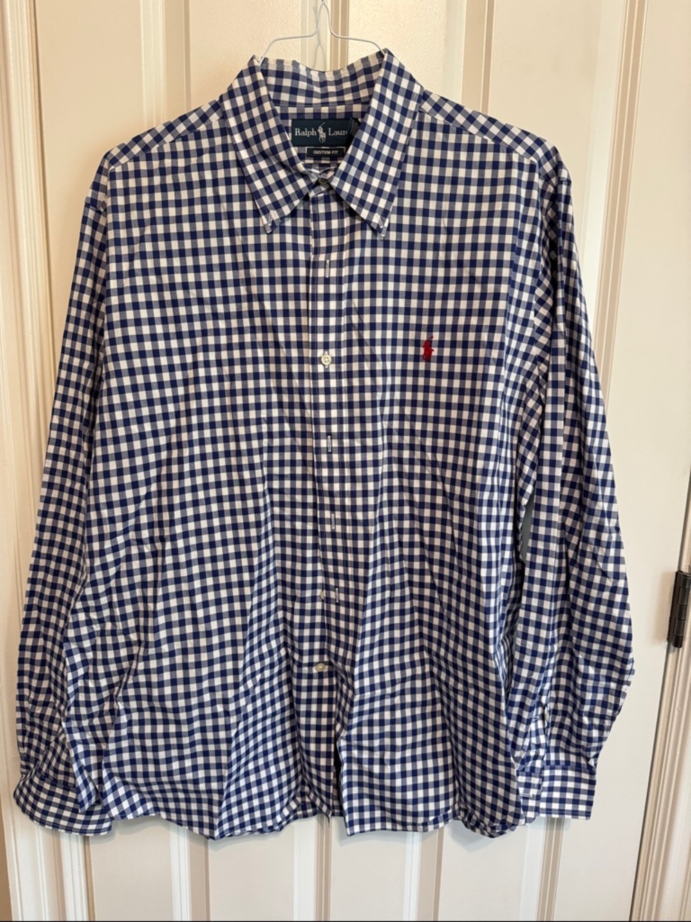 Ralph Lauren Navy and White Gingham Button-Down Shirt